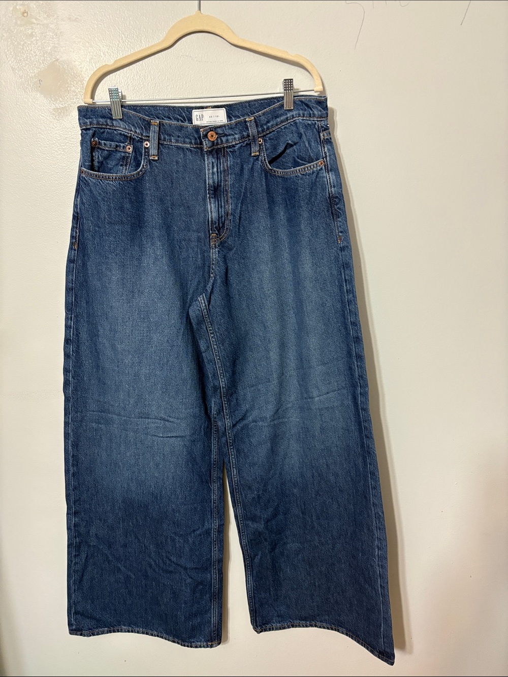 GAP High Rise Wide Leg Jeans Medium Wash 100% Cotton Size 30/10 Long - Picture 2 of 5